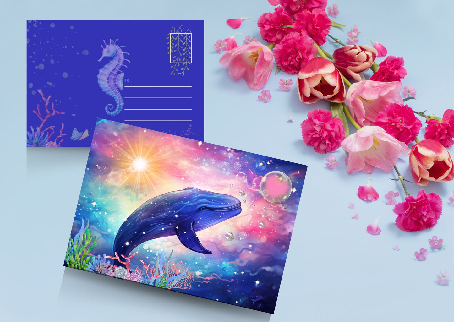 Двусторонняя открытка UM (кит)