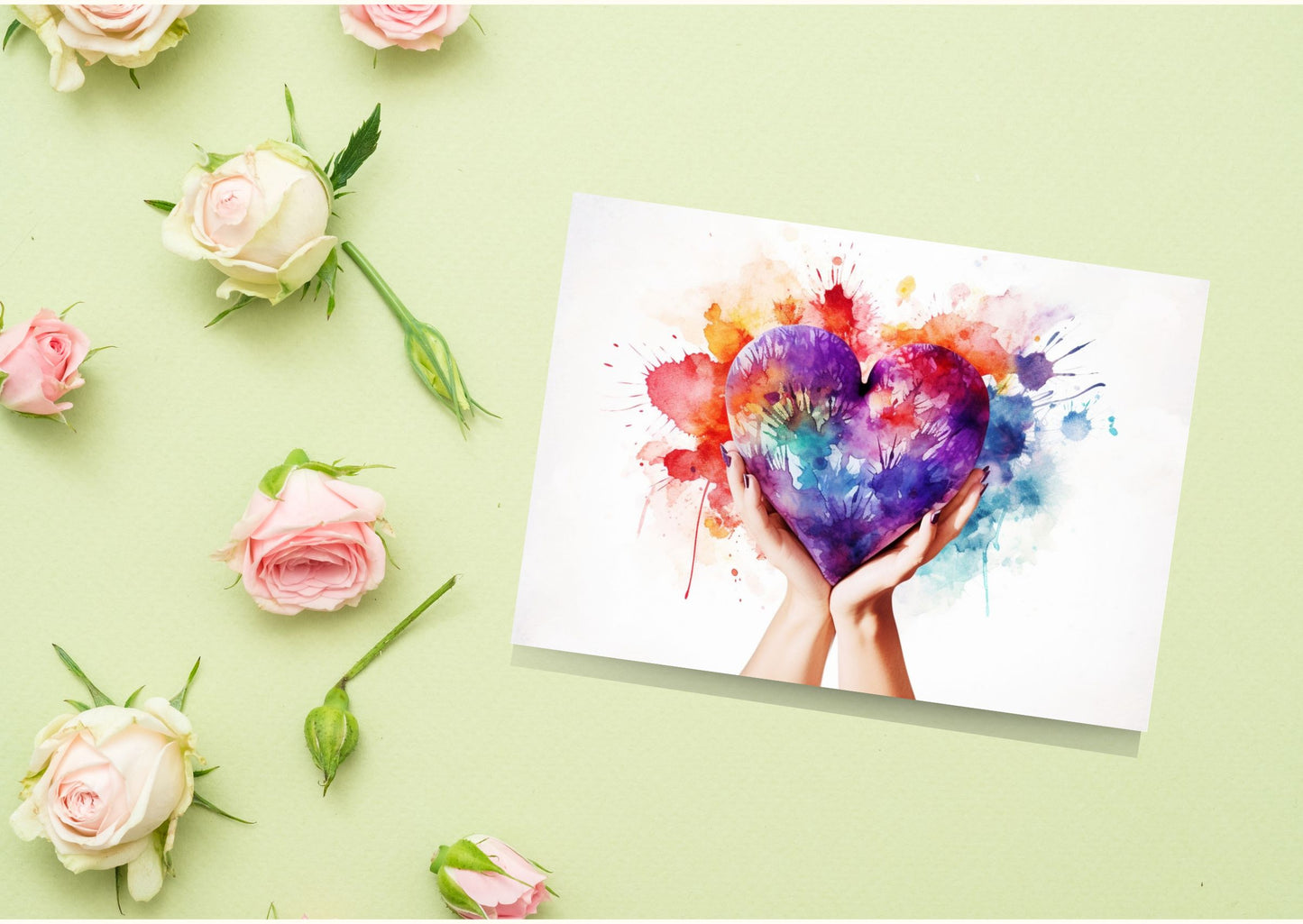 Двусторонняя открытка UM ( сердце в руках)